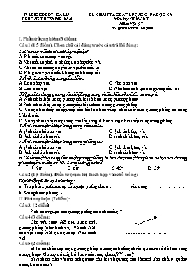 Đề kiểm tra chất lượng giữa học kì I Vật lí lớp 7 - Năm học 2016-2017 - Trường THCS Ninh Vân